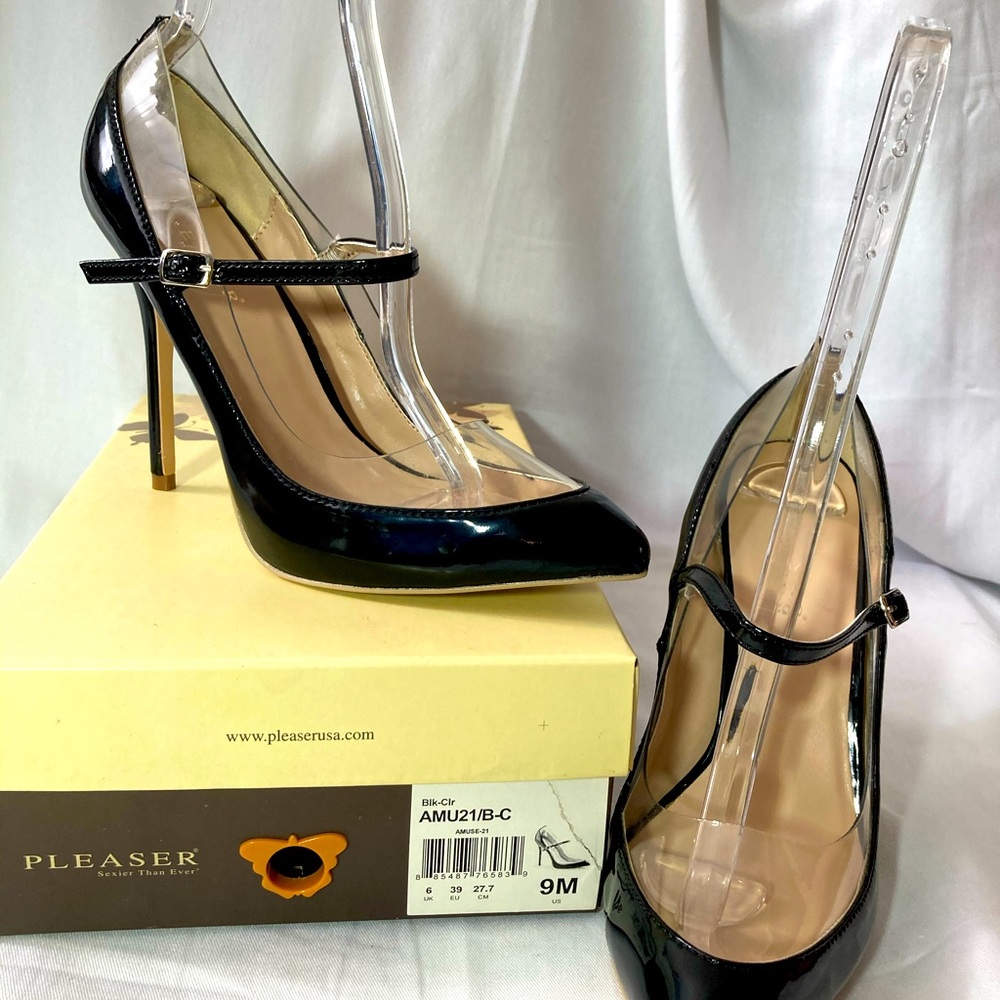 New Sexy Heels Pumps Stilettos Low Cut Black Clear